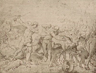 Skizze für Palazzo Magnani Fresken von Annibale Carracci